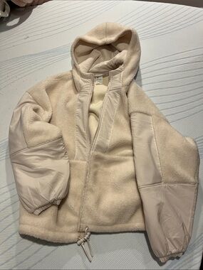 all in motion Light Cream Sherpa-Lined Hooded Jacket